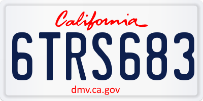 CA license plate 6TRS683