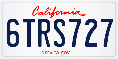 CA license plate 6TRS727