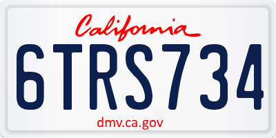 CA license plate 6TRS734