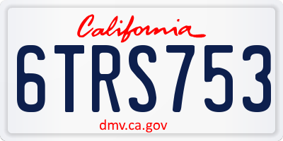 CA license plate 6TRS753