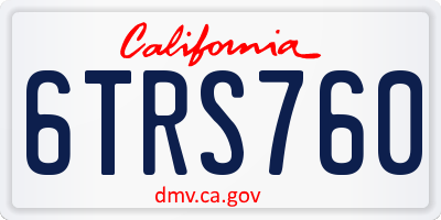 CA license plate 6TRS760