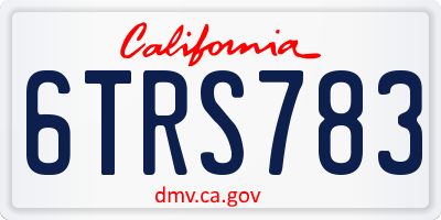 CA license plate 6TRS783