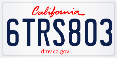 CA license plate 6TRS803