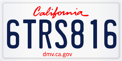 CA license plate 6TRS816