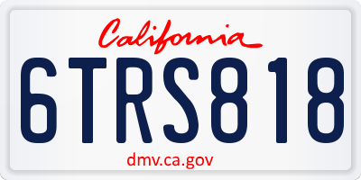 CA license plate 6TRS818