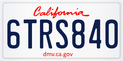 CA license plate 6TRS840
