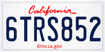 CA license plate 6TRS852