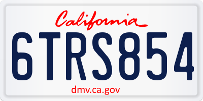 CA license plate 6TRS854