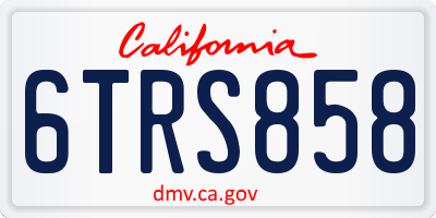 CA license plate 6TRS858