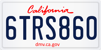 CA license plate 6TRS860