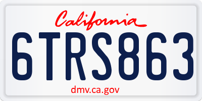 CA license plate 6TRS863