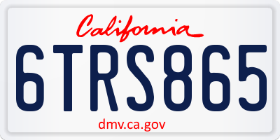 CA license plate 6TRS865