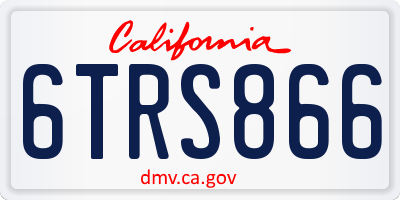 CA license plate 6TRS866