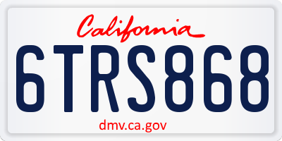 CA license plate 6TRS868