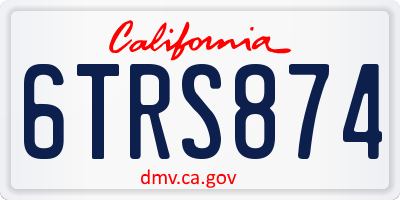 CA license plate 6TRS874