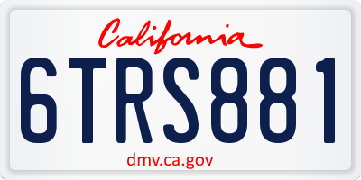 CA license plate 6TRS881