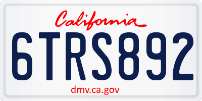 CA license plate 6TRS892