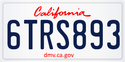 CA license plate 6TRS893