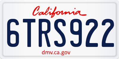 CA license plate 6TRS922