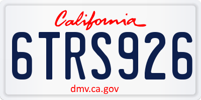 CA license plate 6TRS926