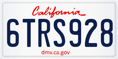 CA license plate 6TRS928
