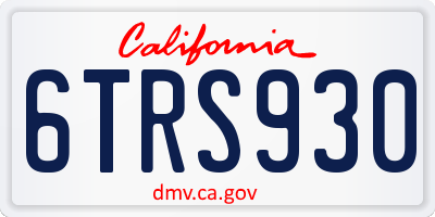 CA license plate 6TRS930