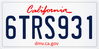 CA license plate 6TRS931