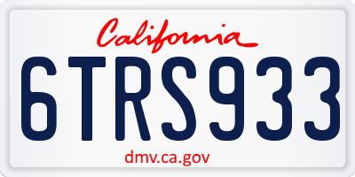 CA license plate 6TRS933
