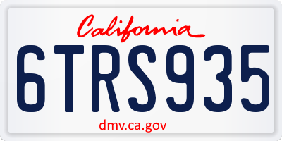 CA license plate 6TRS935