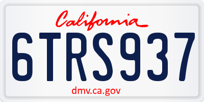 CA license plate 6TRS937