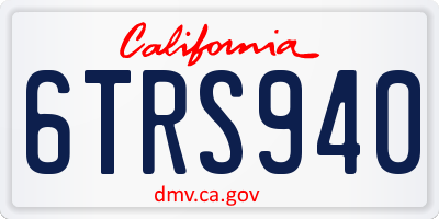 CA license plate 6TRS940
