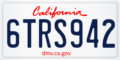 CA license plate 6TRS942