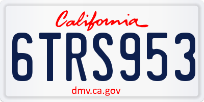 CA license plate 6TRS953