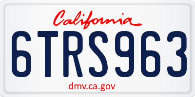 CA license plate 6TRS963