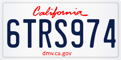 CA license plate 6TRS974