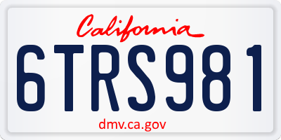 CA license plate 6TRS981