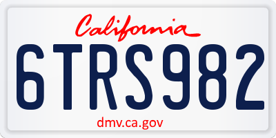 CA license plate 6TRS982