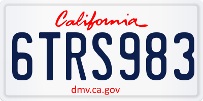 CA license plate 6TRS983