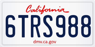 CA license plate 6TRS988