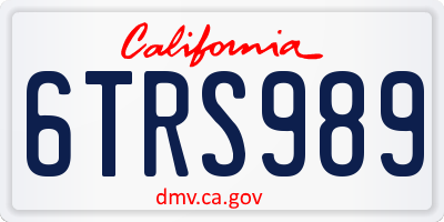 CA license plate 6TRS989