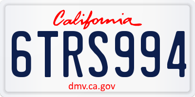 CA license plate 6TRS994