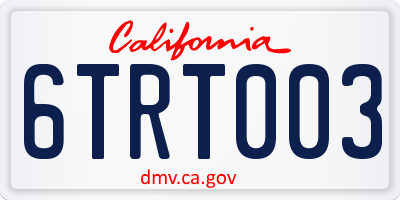 CA license plate 6TRT003