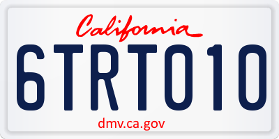 CA license plate 6TRT010