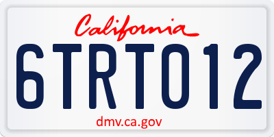 CA license plate 6TRT012