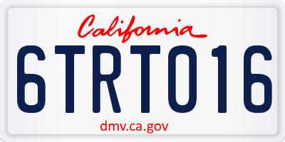 CA license plate 6TRT016