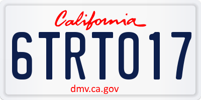 CA license plate 6TRT017