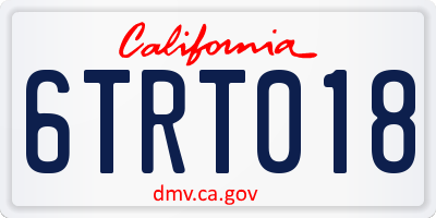 CA license plate 6TRT018