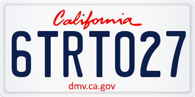 CA license plate 6TRT027