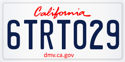 CA license plate 6TRT029