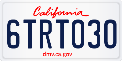CA license plate 6TRT030